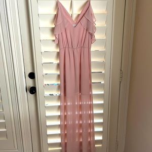 Blush pink. Sheer layer on top